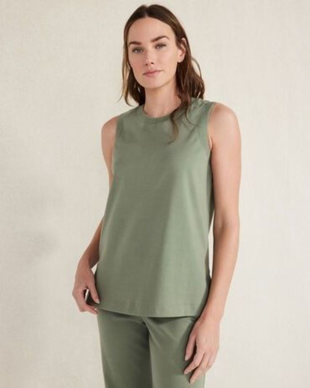 Haven Well Within Women's Crew Neck organic cotton Hi-low Tunic Tank Top Green M